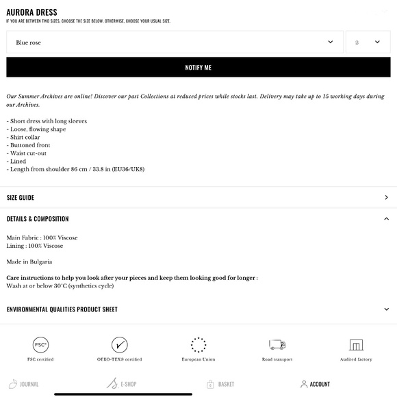 NWT Sezane Aurora Dress "Blue Rose" size 2/ 34/ UK 6 Sold Out - Picture 4 of 11